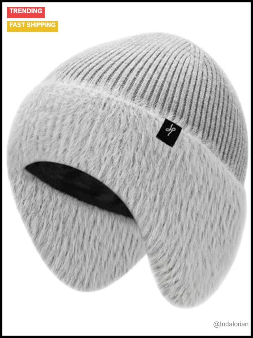 Fleece-Lined Winter Beanie Earflaps Windproof Knit Ski Hiking Hat